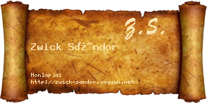 Zwick Sándor névjegykártya