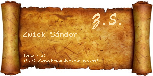Zwick Sándor névjegykártya